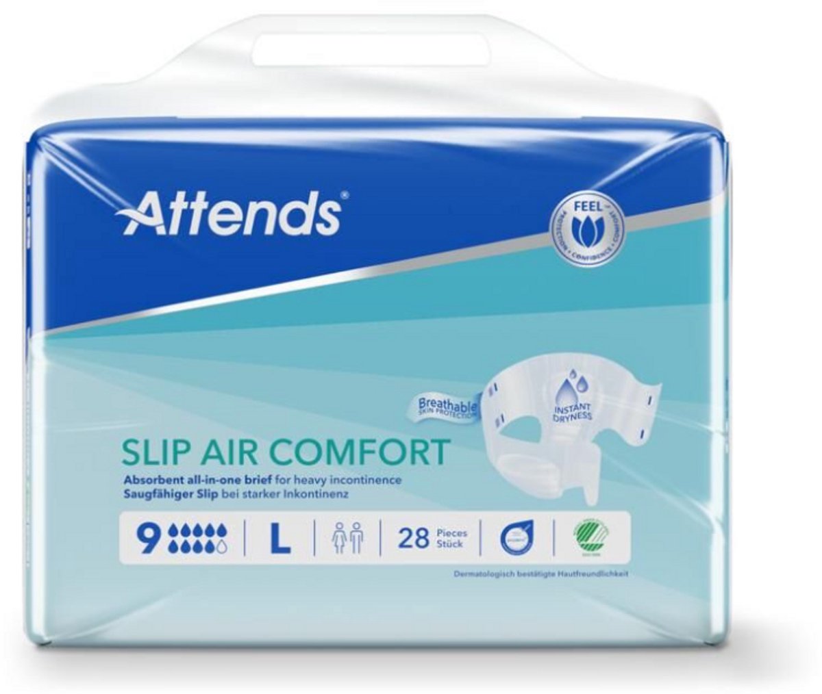 Attends Slip Air Comfort 9 Large - 4 paquets de 28 protections