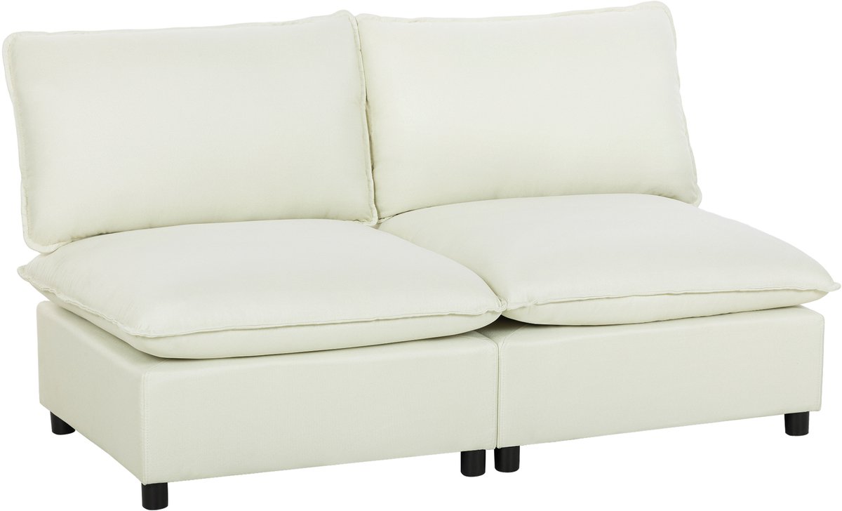 HOMCOM-Tweezitsbank-Linnen-146 x 85 x 78 cm-Crème