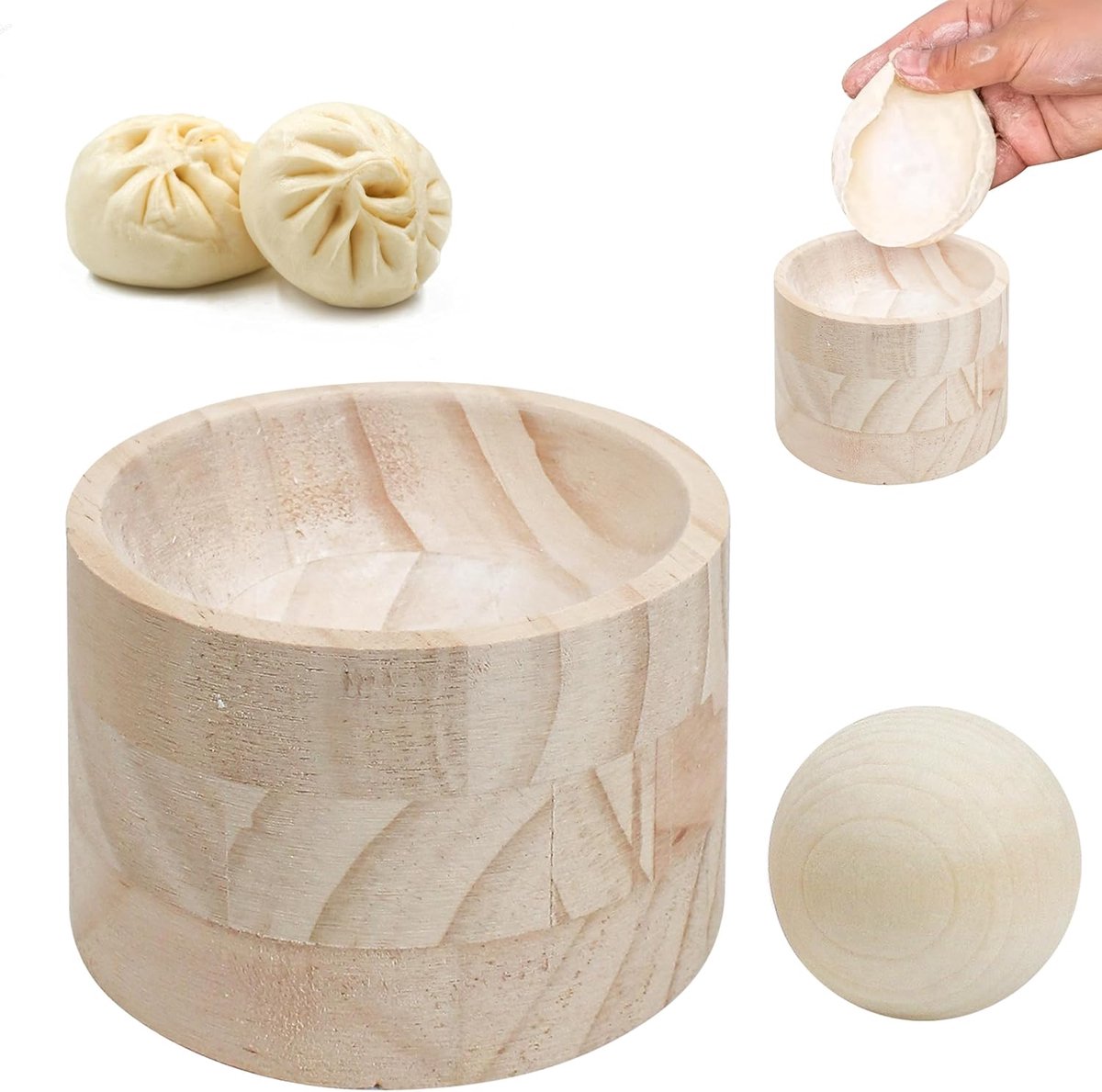 Knoedel Maker - Deeg Pers - Zelf Koken - Natuurlijk Hout - Basis 7x10x10cm - Hout