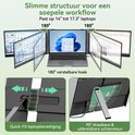 Demonstratie van de 180° verstelbare hoek en de Quick-Fit laptopbevestiging van de Blackview DCM8 Pro.