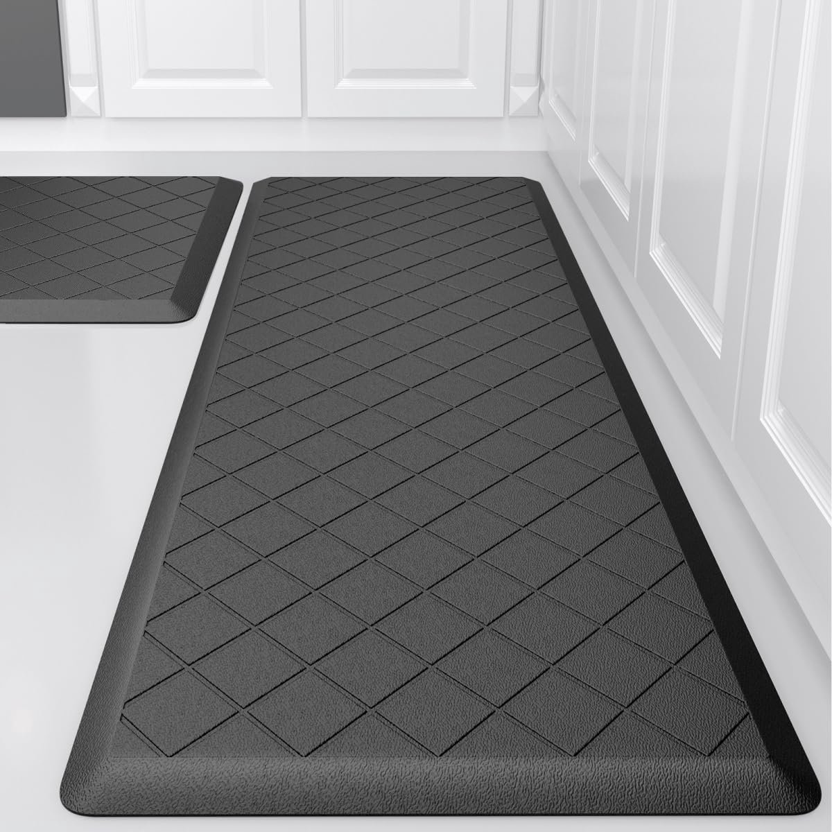 Keukenmat Set - Comfortmatten - Staande Klussen - Ergonomisch Schuim - 2 Matten 43x119cm - Zwart
