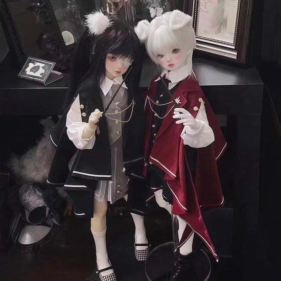 Poppenkleding Set - Actiefiguur Kleding - Poppen Aankleden - Magisch Gewaad Design - 1/4 BJD Schaal - Rood Zwart — afbeelding 5