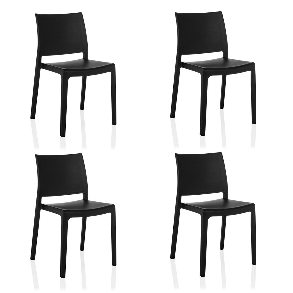 Eetkamerstoel / bezoekersstoel T37 V kunststof zwart 4-pack hjh LIVING