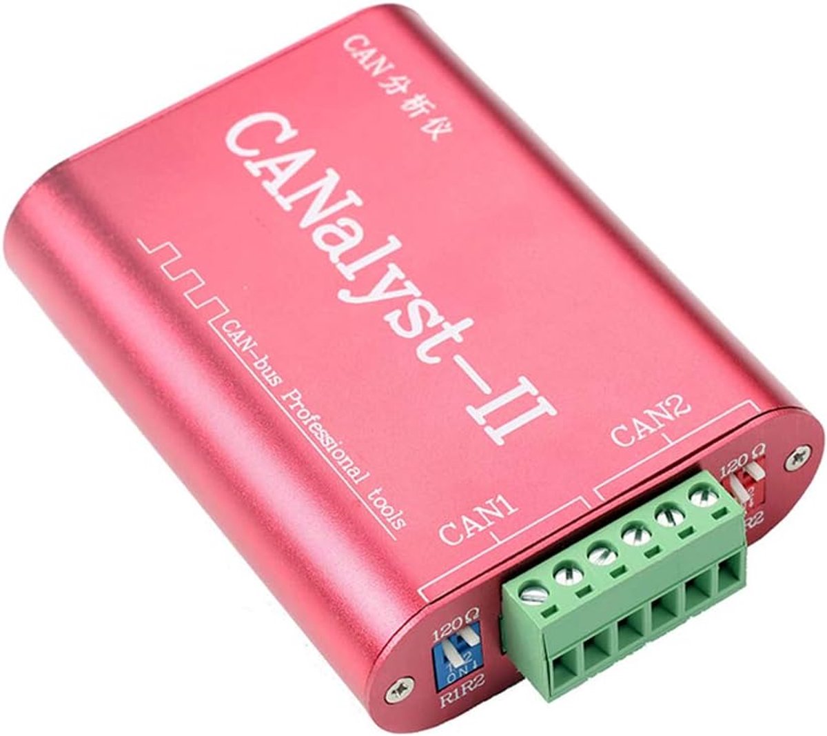 CAN Analyzer Adapter - CAN-BUS Converter - Data Analyse - Tweekanaals Interface - 70x45x24mm - rood