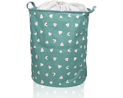 Grote wasmand, 1 stuk, opvouwbare ronde opbergmand met trekkoord voor slaapkamer en badkamer (45 cm, blauw)