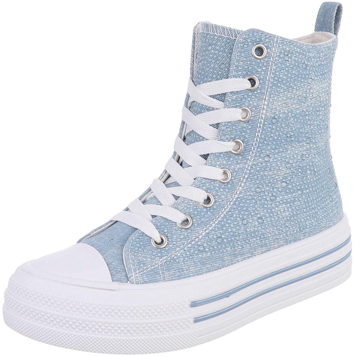 Dames hoge sneaker lichtblauw wit maat 37