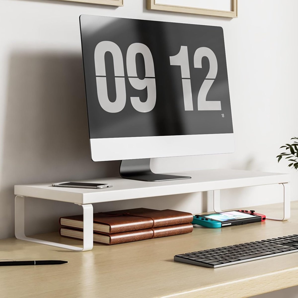 Monitor Verhoger - Bureau Organizer - Werkplek Verbeteren - Stabiel Houten Frame - Tot 70cm Breed - Diverse Kleuren