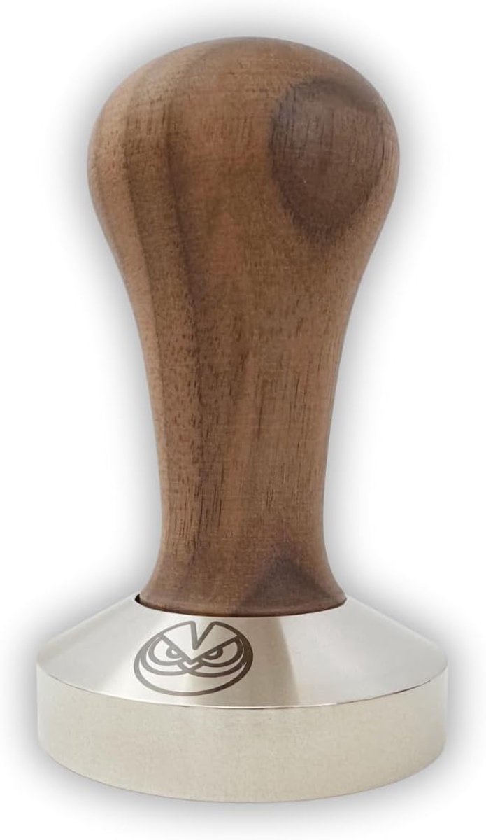 Koffie Stamper - Espresso Accessoire - Perfecte Espresso - Platte Bodem - 58.5 mm - Walnoot Staal