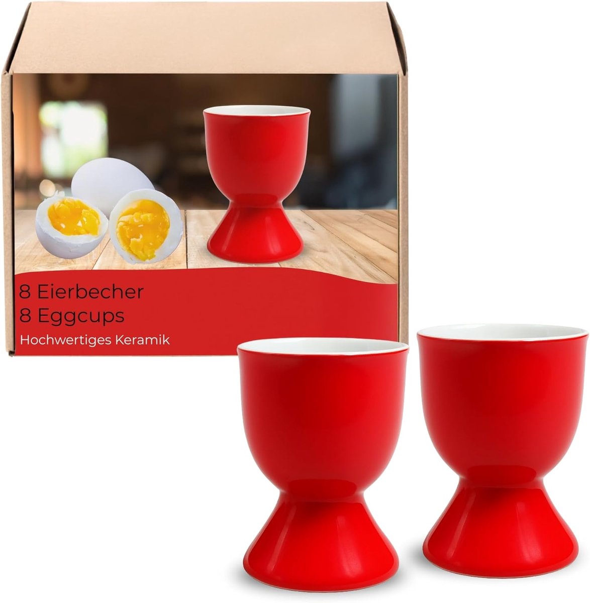 Eierdopjes set - Eierhouders - Ontbijt tafel - Vaatwasmachinebestendig - Diameter 5cm - Rood