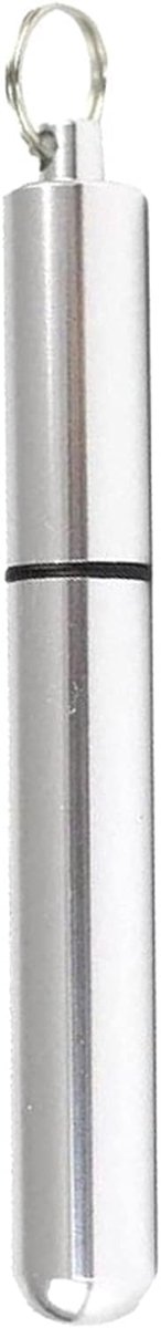 Tandenstoker Houder - Pocket Container - Hygiënisch Opbergen - Waterdicht Aluminium - 8.6x1.1cm - Zilver