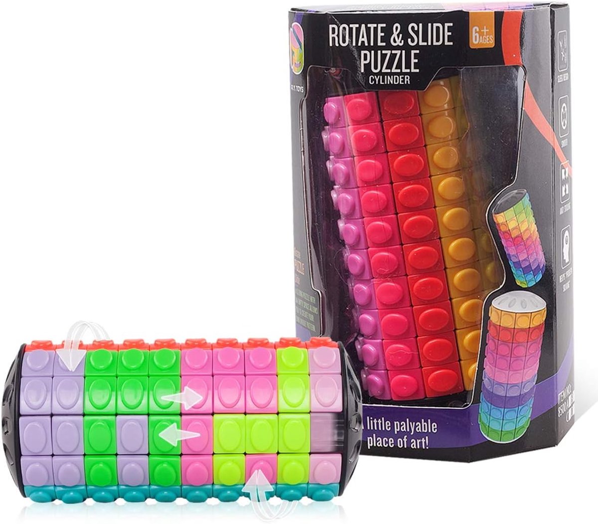 Draaiende Puzzel Cilinder - Hersenkraker Speelgoed - Mentale Uitdaging - 12 Kleuren 10 Lagen