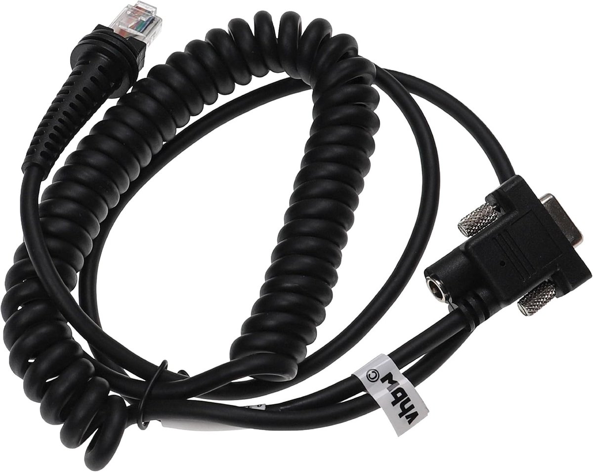 Scanner Datakabel - RJ45 RS232 - Gegevens Overzetten - Spiraalvormige Kabel - 3 Meter - Zwart