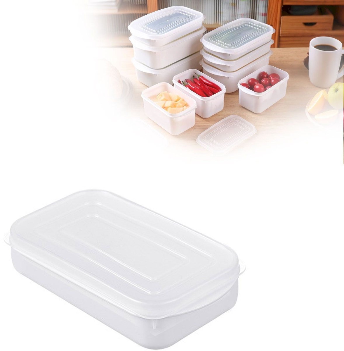 Een set van 4 draagbare, magnetronbestendige lunchboxen in verschillende maten.