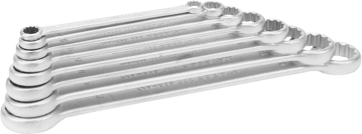 Dubbele Ringsleutelset - Metrische Sleutels - Kleine Ruimtes - Extra Dunne Ringen - 8-delig 6-22mm - Mat Verchroomd