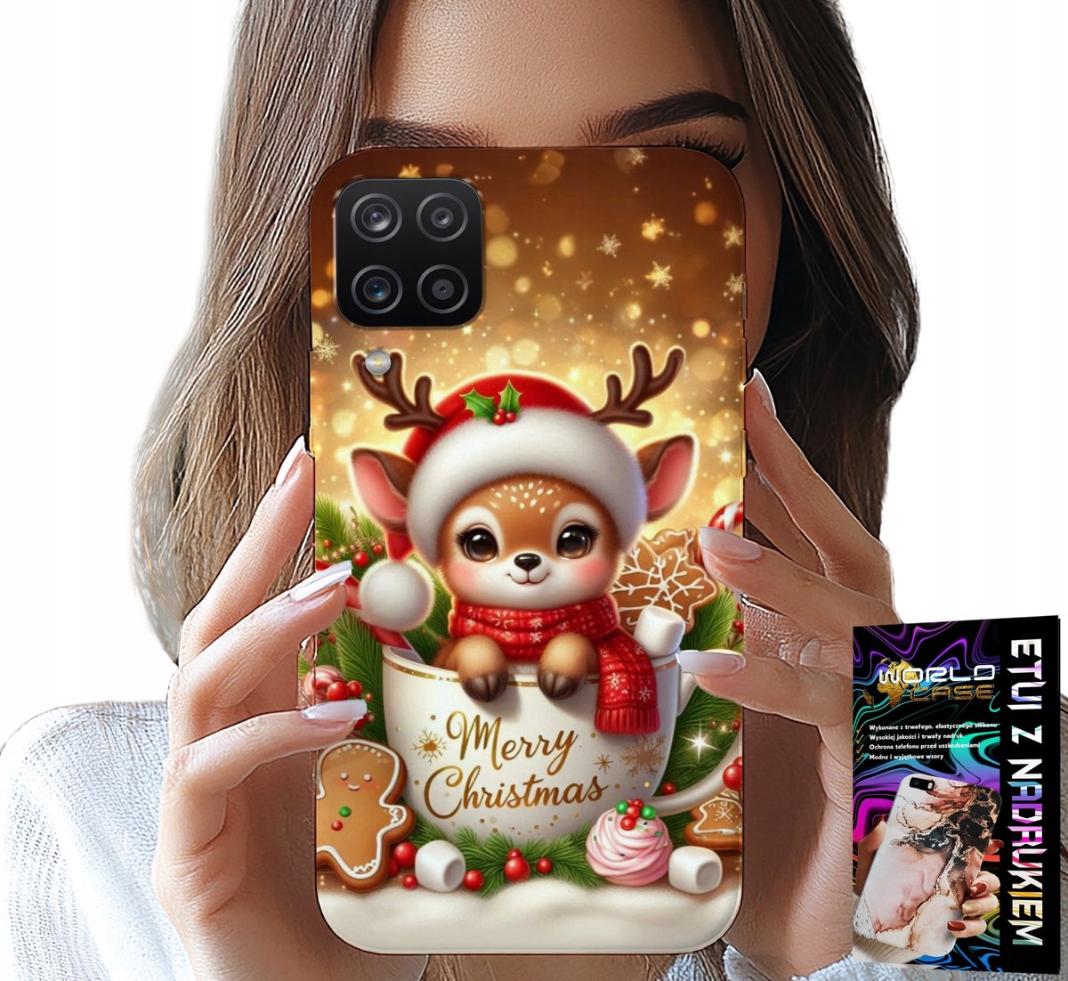 HOESJE VOOR SAMSUNG GALAXY A22 5G - LEUK KERSTPATROON MET RENDIER
