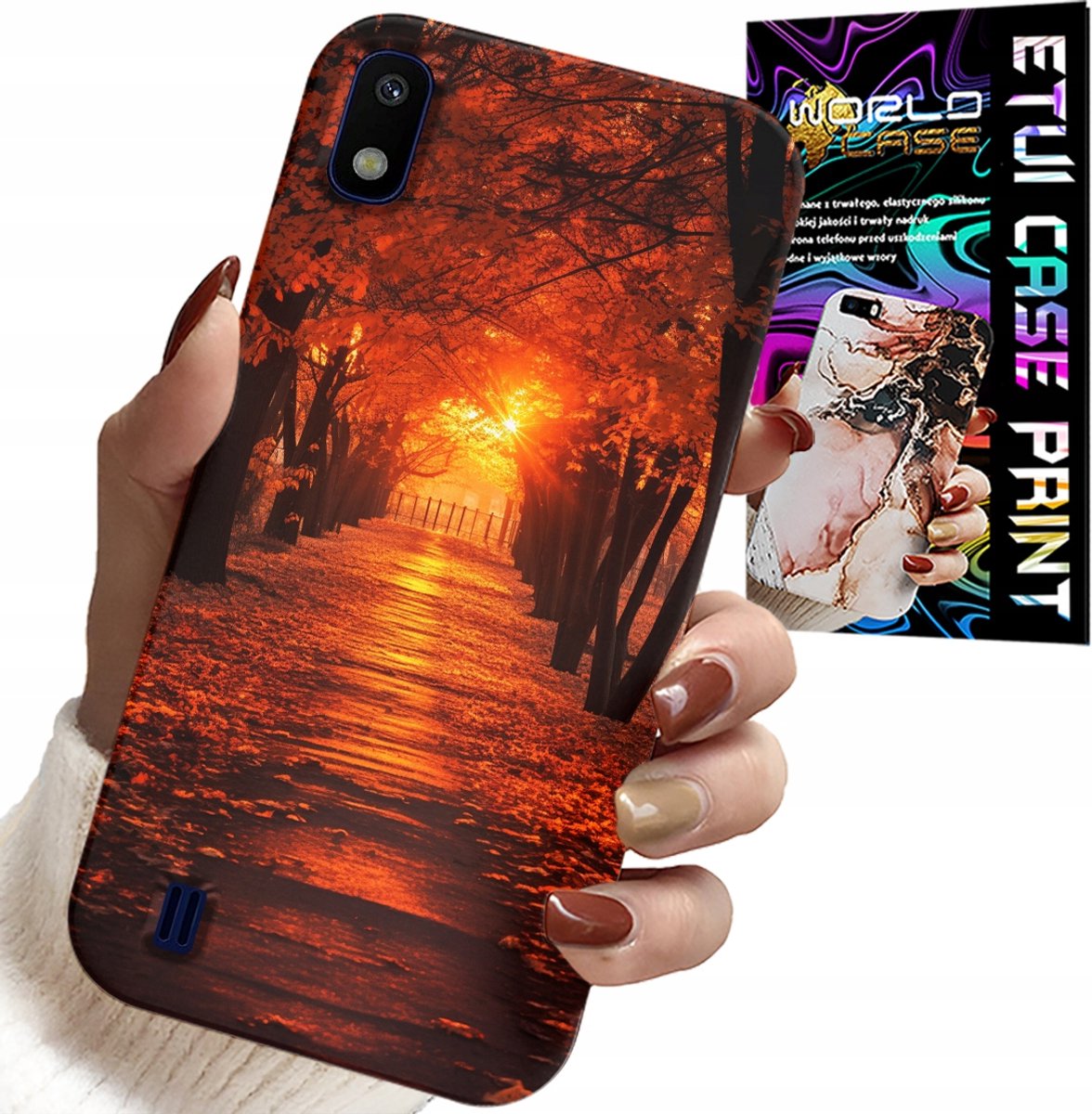 HOESJE VOOR SAMSUNG A10 - PARK, HERFST, VALLENDE BLADEREN, ACHTERKANT