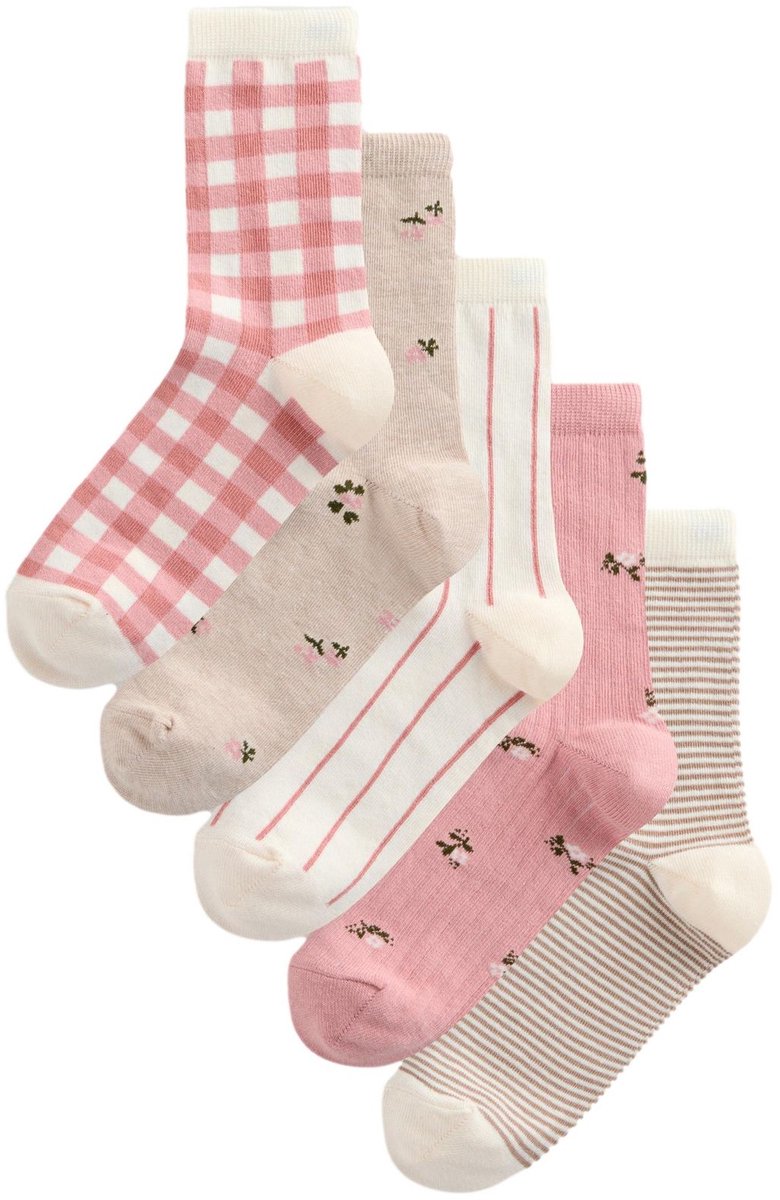 Next - Dames - Set van 5 paar enkelsokken - Roze