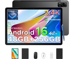 POCKAM P12 Pro - Tablet - 48GB RAM (12+36GB) + 256 GB ROM (2 TB/TF) - 12 Inch 2K 120Hz IPS - Android 16 - 12000mAh/18W - 4G LTE - Wi-Fi 5 - Bluetooth 5.0 - T7300 - Quad Speakers - Volledige accessoirebundel met toetsenbord en stylus-Zwart