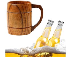 Bierpullen - 300 ml - Bierglazen - Biermok - Houten - Met handvat - Voor Oktoberfest/bierfeest horeca feestartikelen - Vor het drinken van rode wijn, koffie, thee, melk, bier