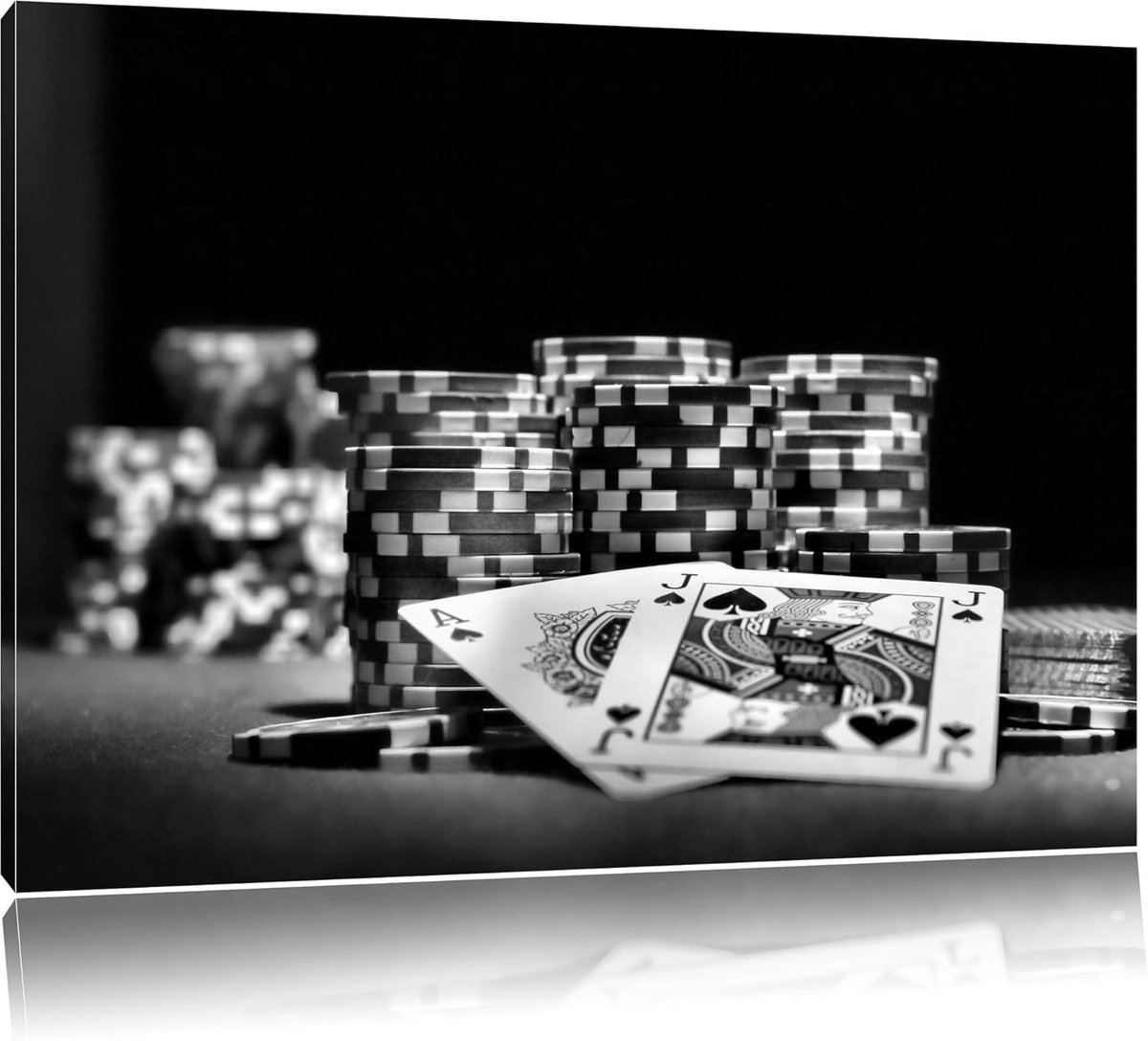 Pokertafel Foto Canvas - Wanddecoratie Kunstdruk - Woonkamer Decoratie - Gedrukt op Canvasstof - 100x70 cm