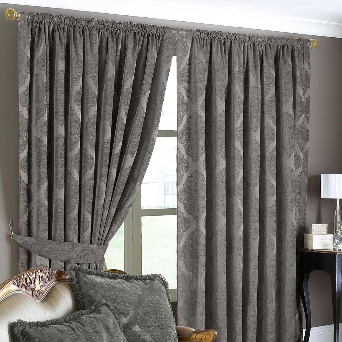 Plooi Gordijnen - Raambekleding - Woonkamer Decoratie - Traditioneel Jacquard Patroon - 168 x 229 cm - Mokkabruin