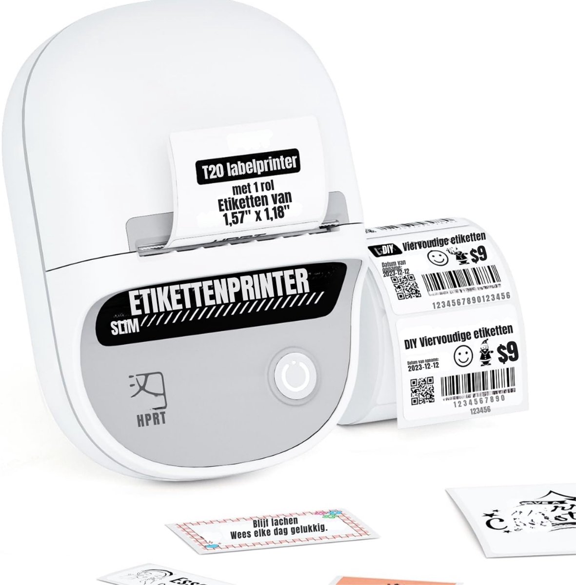 SAVI® Labelmaker - Laberprinter - Draagbare Laberprinter - Wit - 13cm x 10cm x 7cm