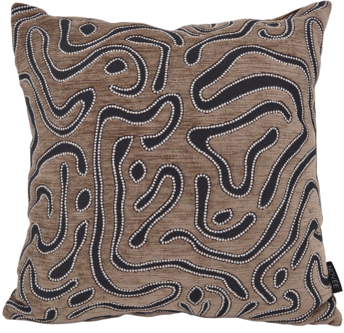 NOVÉE Sierkussen Chenille Flow Bruin | 45 x 45 cm | Velvet/Polyester bruin 45x45
