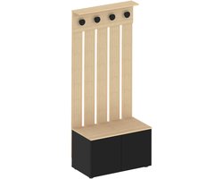 Temahome - Halkast - 2-deurs met legplanken - 4 haken - zwart/lichte eik - ruimtebesparend