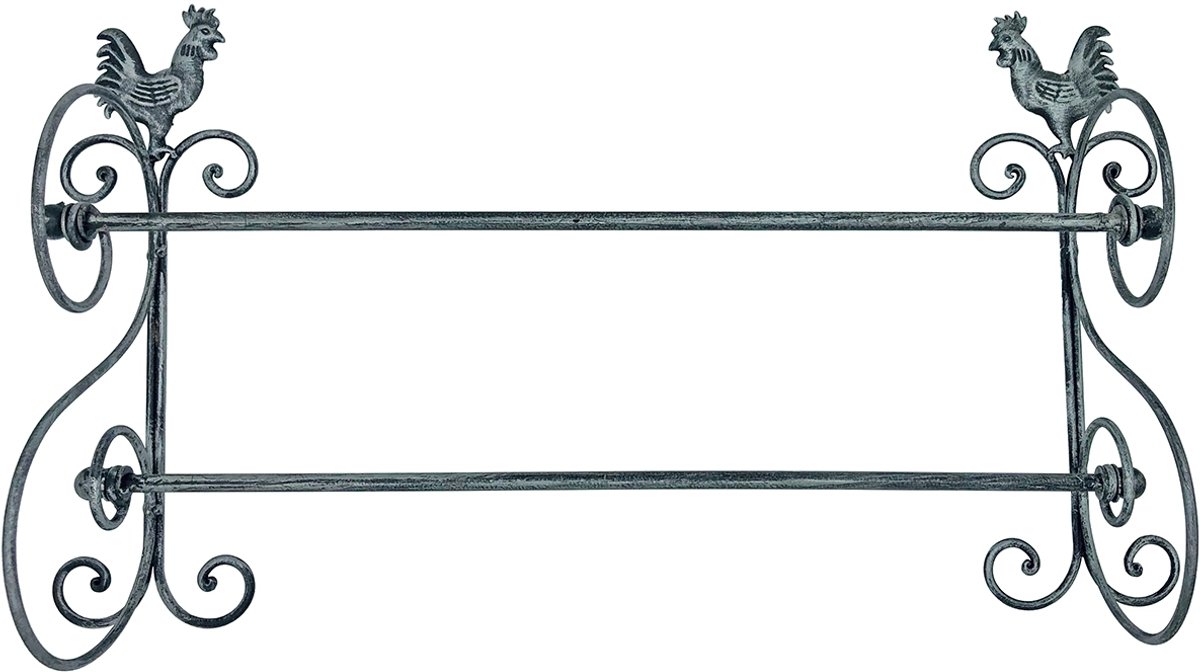 Lavandoux - Rustieke Dubbele Handdoekrek - Haan - Metaal - 68cm
