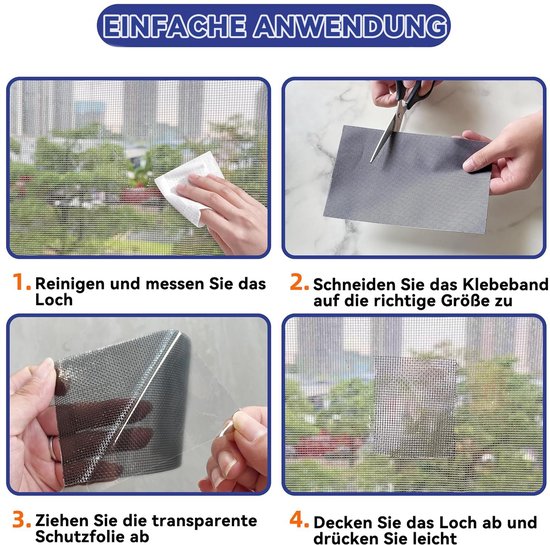 Vliegengaas Reparatieset - 10 Stuks Waterdichte Reparatietape voor Raamgaas - 13 x 18 cm - Zwart van Merkloos — afbeelding 5
