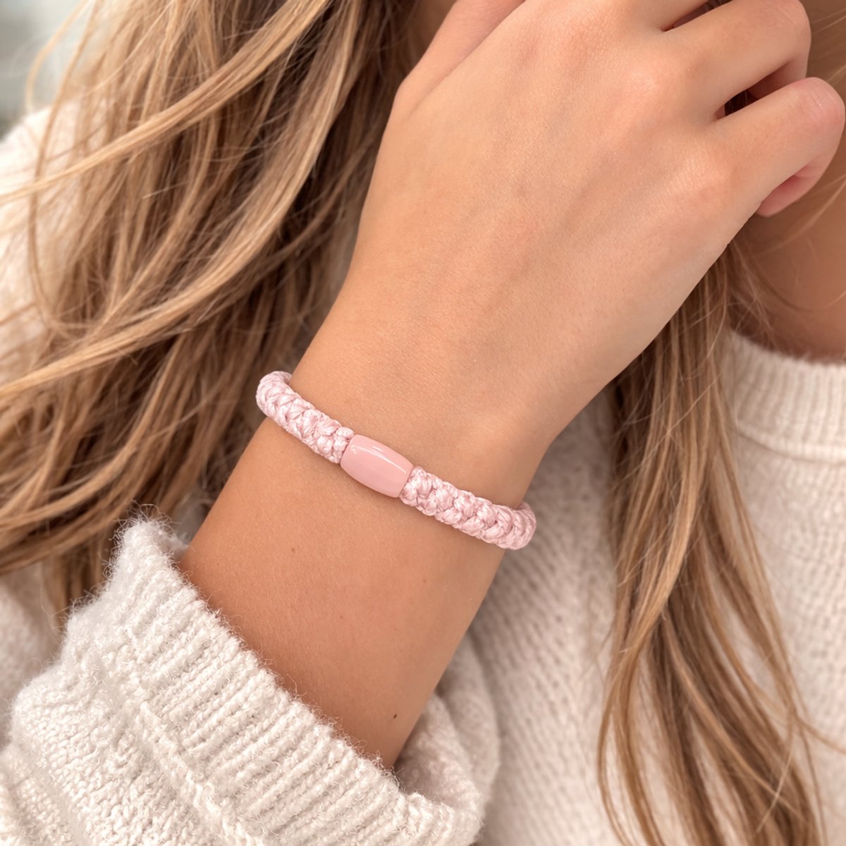 15 x Knekkie Haarelastiekjes met Kraaltje – Gevlochten Elastiek & Armband - Roze Stijl — cadeau in Mode & Accessoires - foto 4