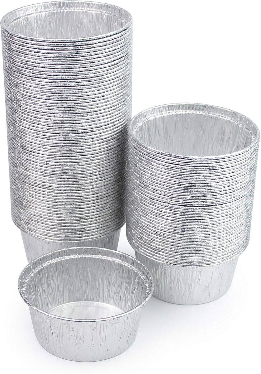 Set van 100 aluminium bakvormpjes voor cupcakes, muffins en taarten - 150 ml