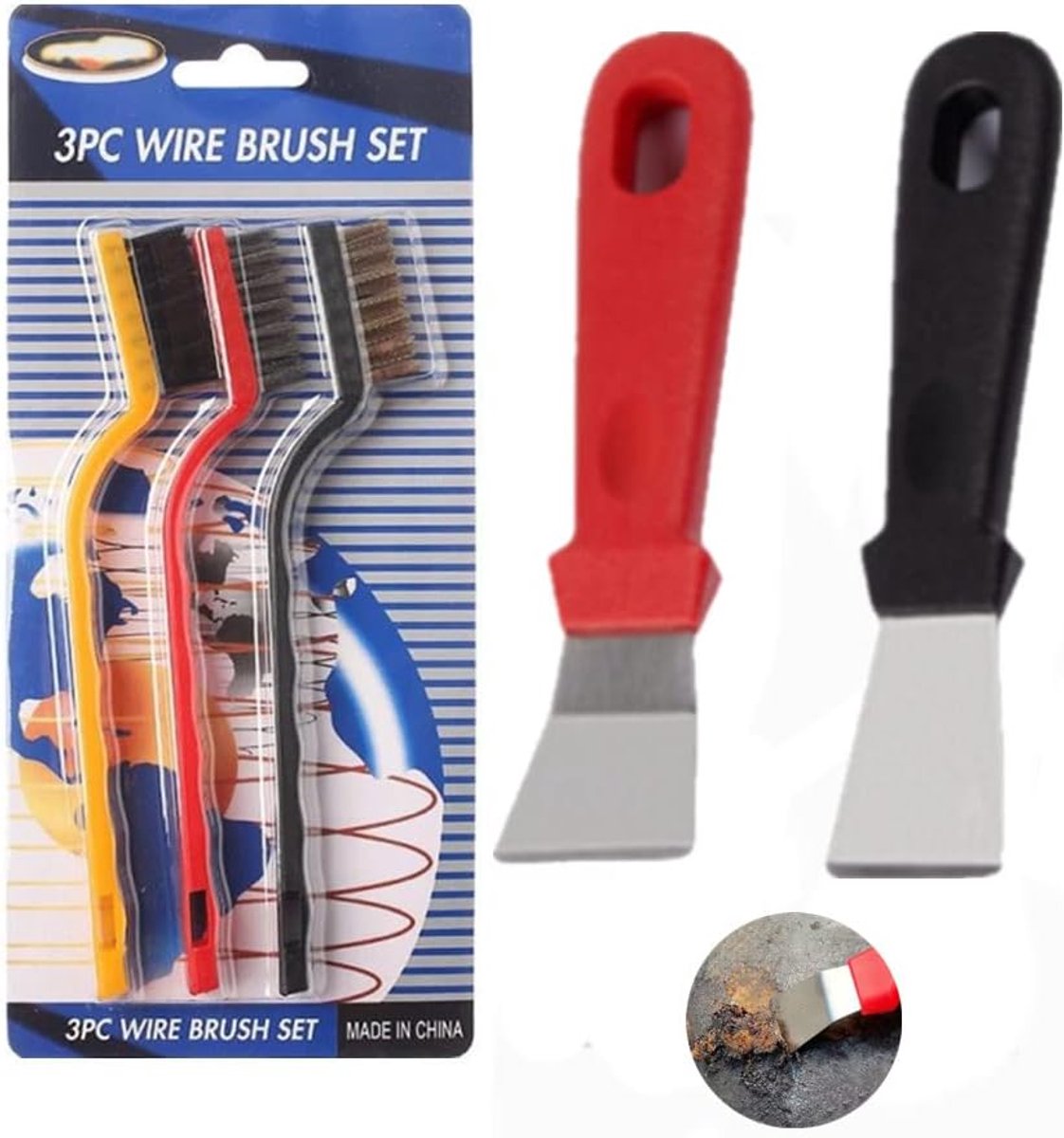 BBQ Grill Borstel Set met Schrapers - Roestvrij Staal Keuken Reiniging