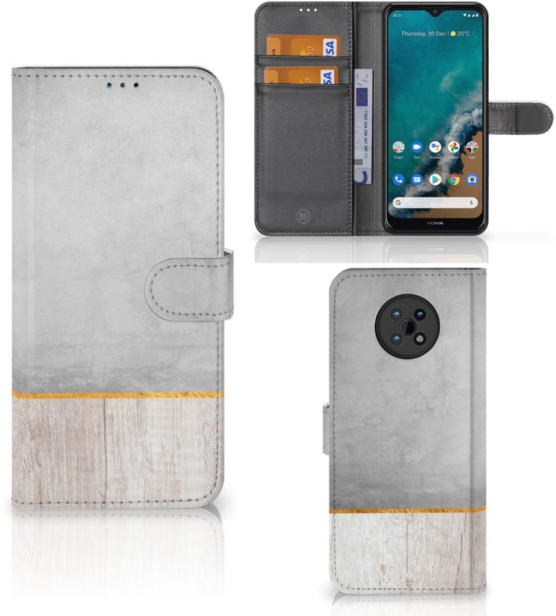 Nokia G50 Book Style Case Wood Concrete