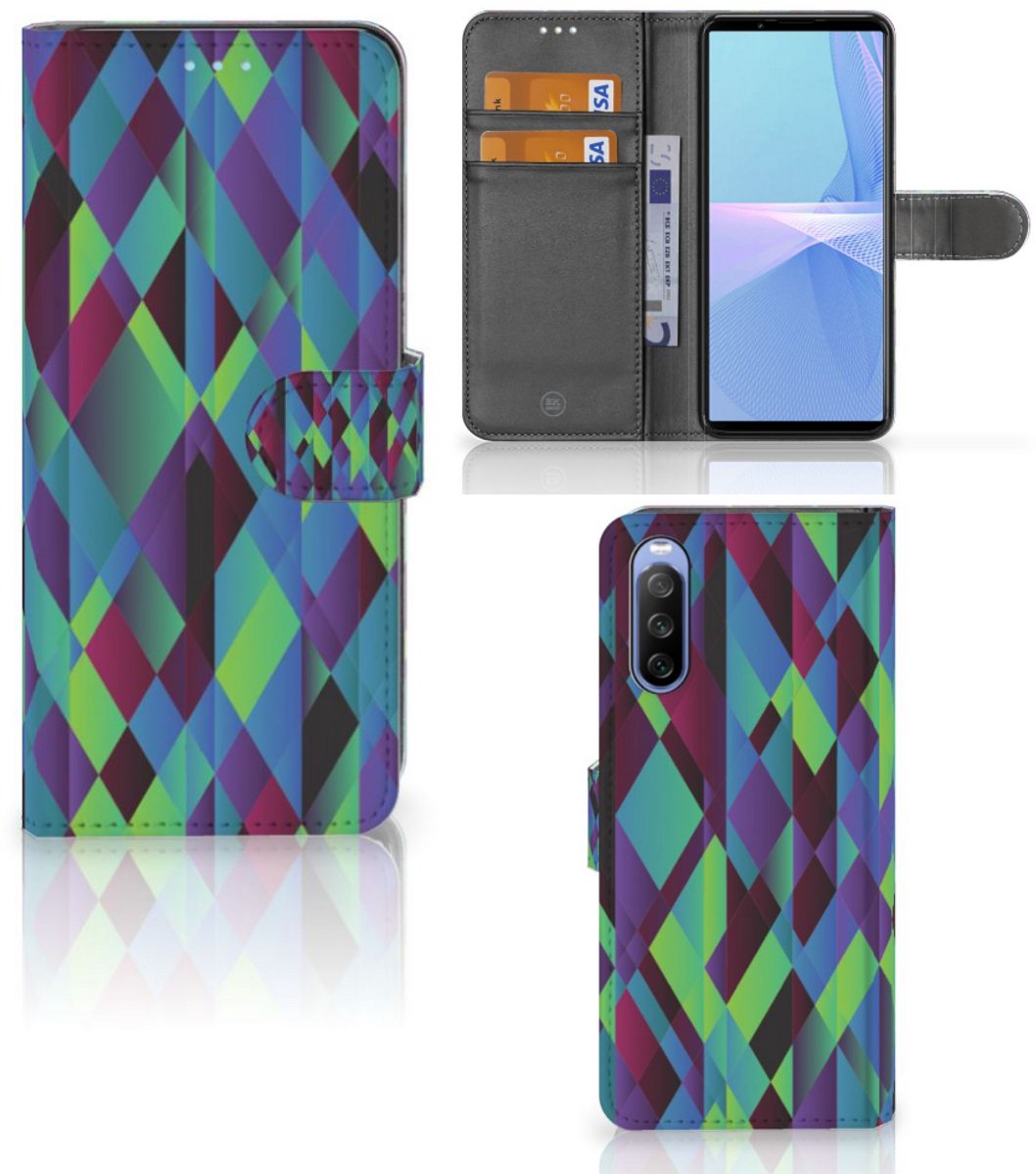 Book Case voor Sony Xperia 10 III Book Case Abstract Green Blue