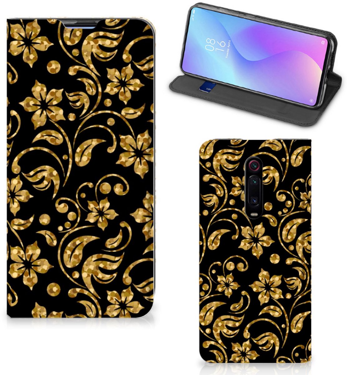 Xiaomi Mi 9T Pro Smart Cover Gouden Bloemen