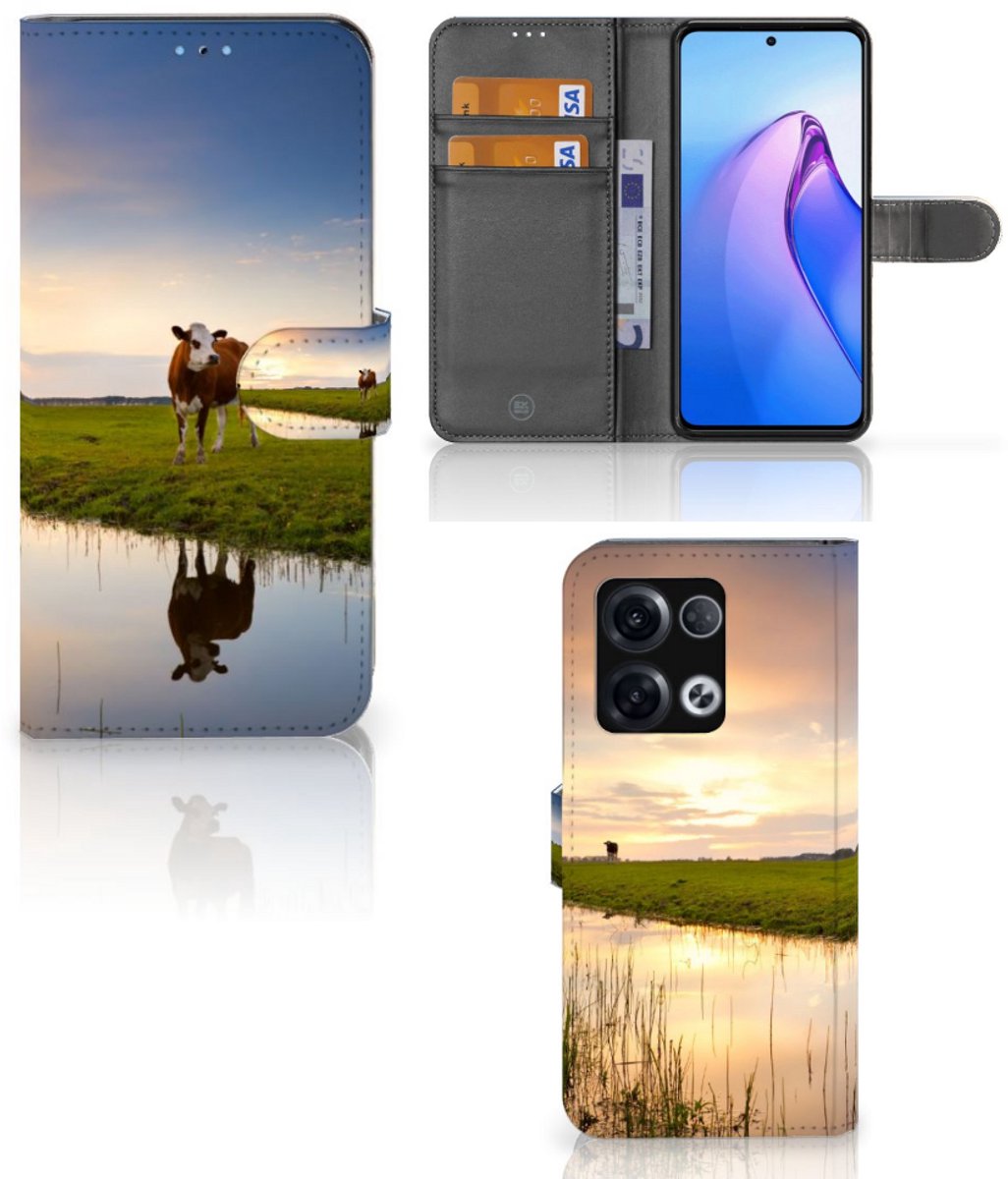 OPPO Reno8 Pro Telefoonhoesje met Pasjes Koe