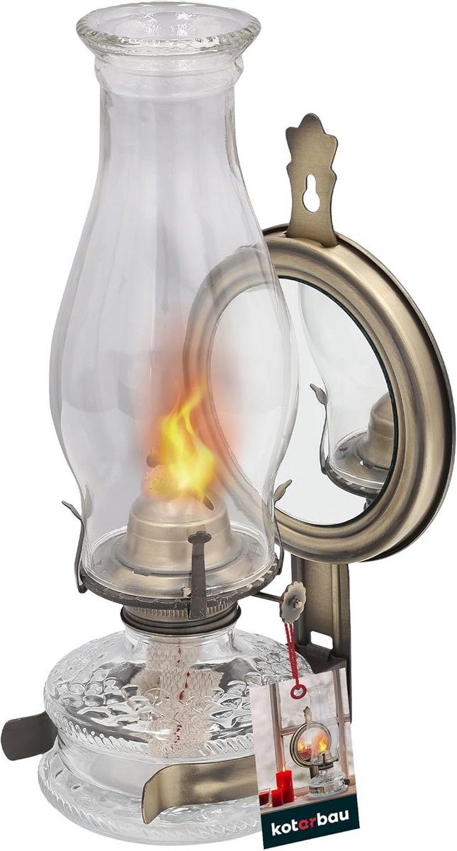 Petroleumlamp met Spiegel - Vintage Camping Lamp en Lantaarn voor Binnen en Buiten