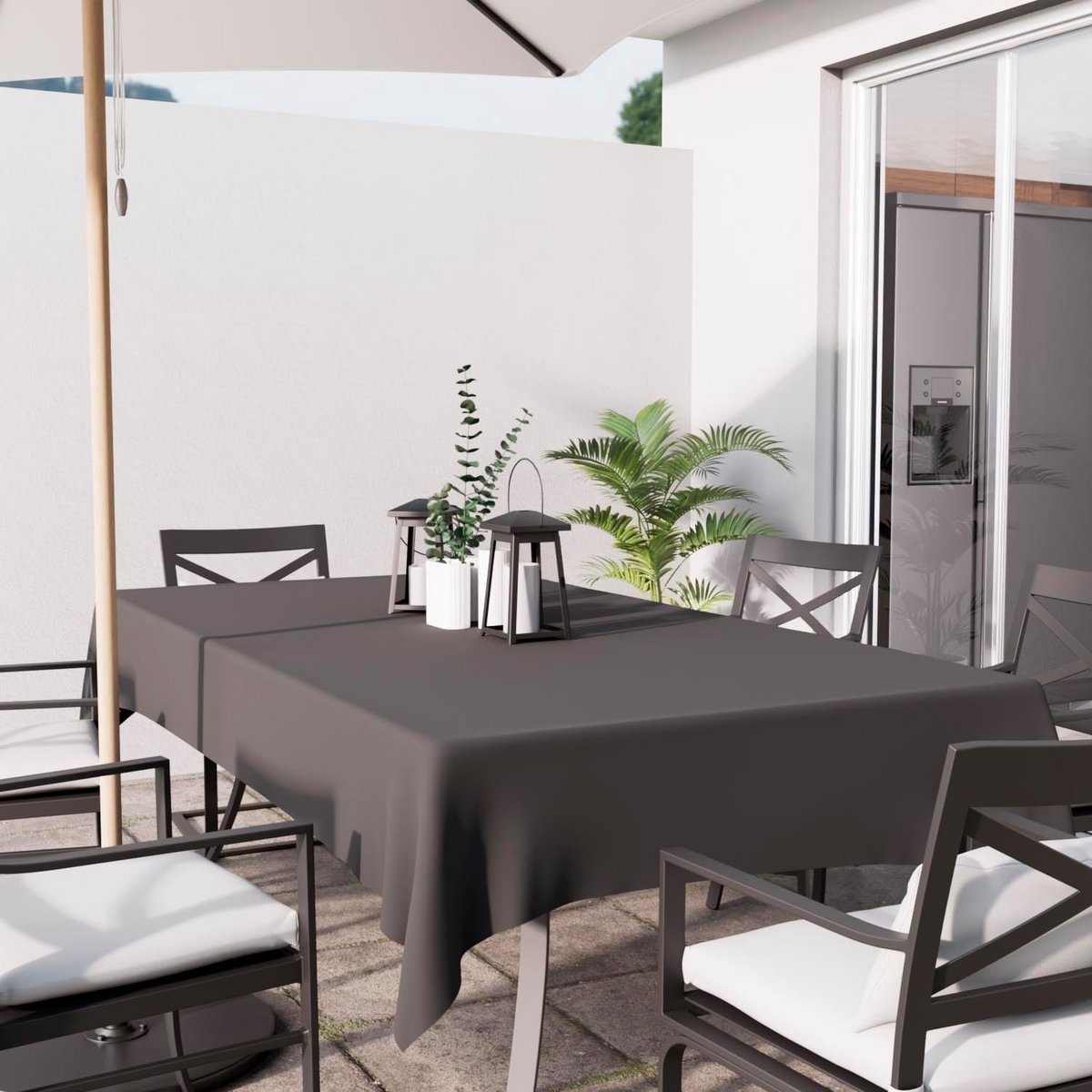 Rechthoekig tafelkleed 160x270 cm - Antraciet, Vuilafstotend Polyester