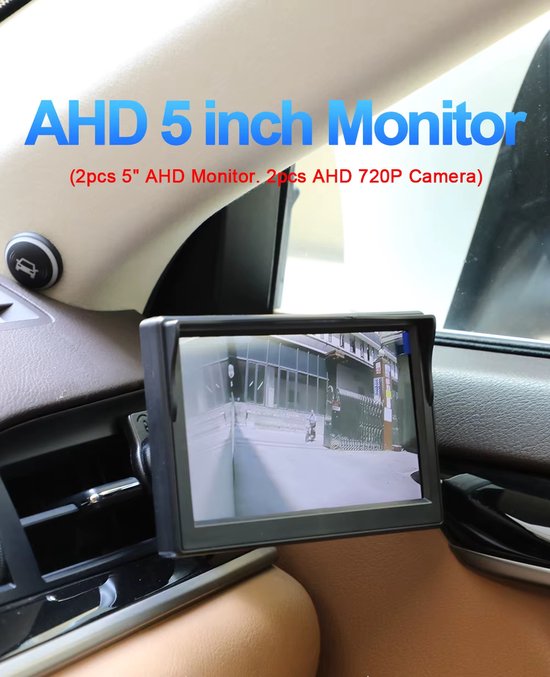 Door Overheid Geadviseerde HD 5 Inch Auto Zijspiegelmonitor - Blind Spot Camera Systeem - AHD 720P Nachtzicht Waterdicht - L/R Digitale Achteruitkijkcamera - Zwart van Merkloos — afbeelding 4