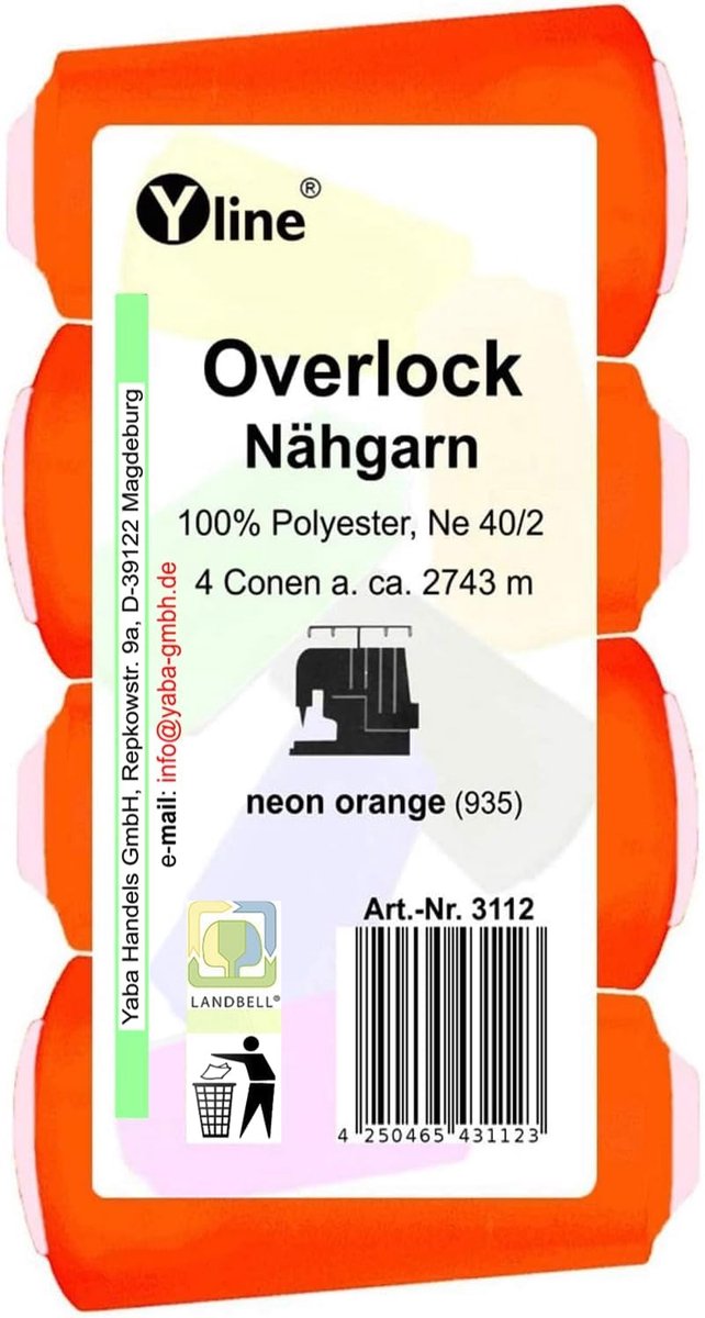 Overlock naaigaren spoelen - 4 stuks 100% polyester neon oranje