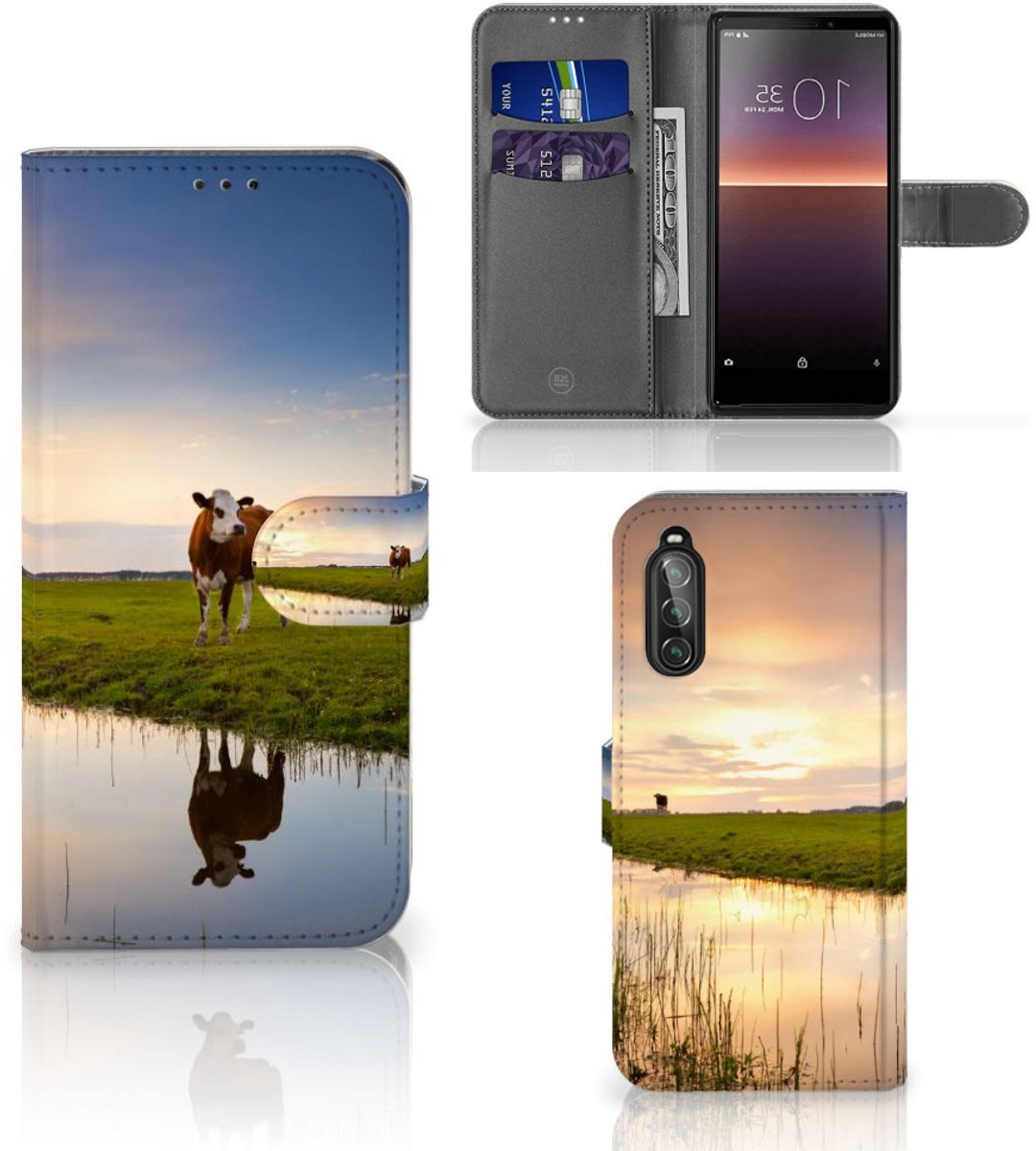 Sony Xperia 10 II Telefoonhoesje met Pasjes Koe