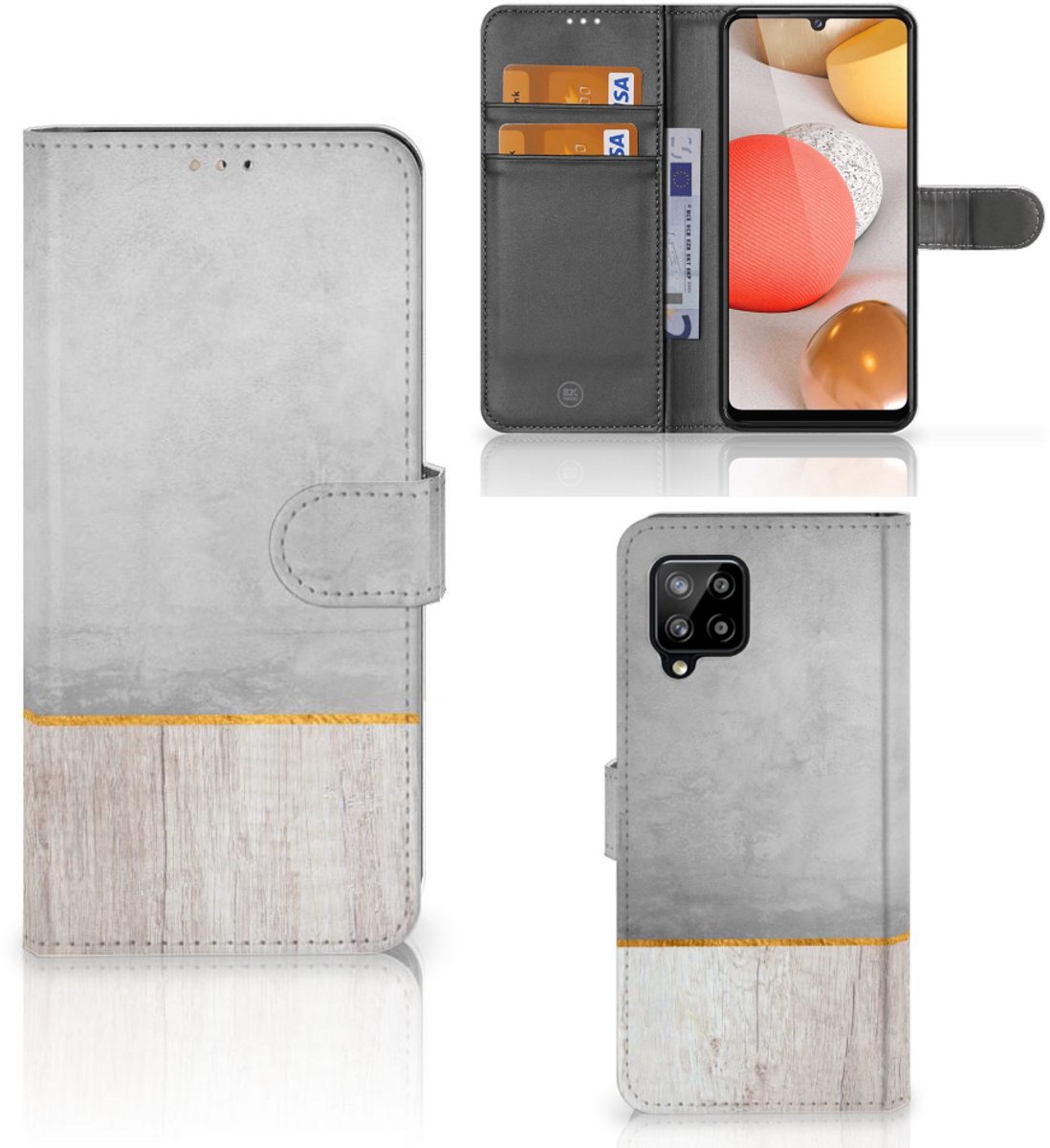 Samsung Galaxy A42 5G Book Style Case Wood Concrete