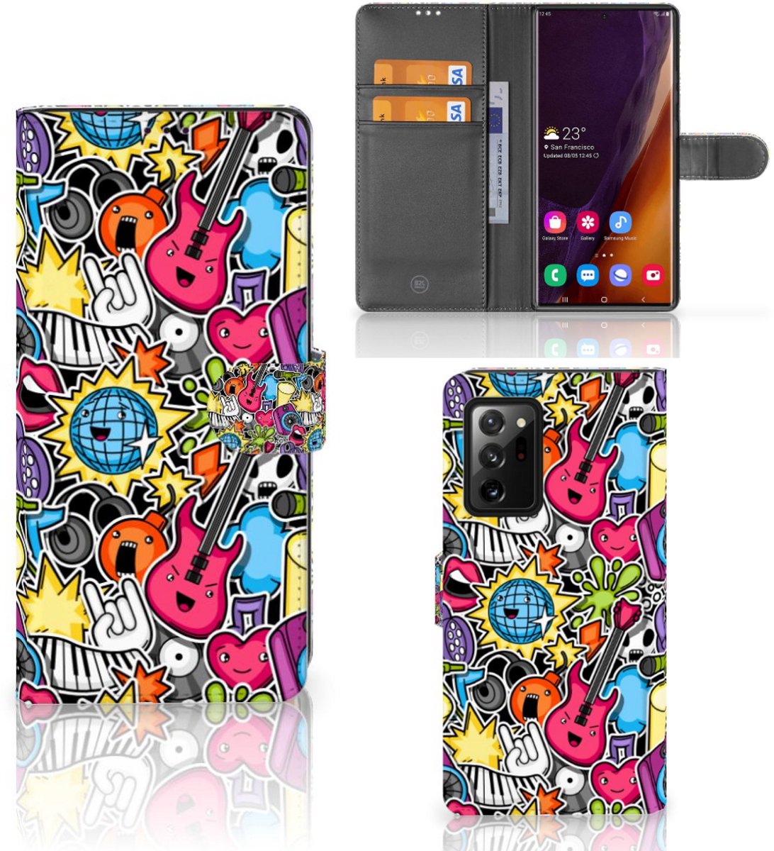 Samsung Galaxy Note20 Ultra Wallet Case met Pasjes Punk Rock