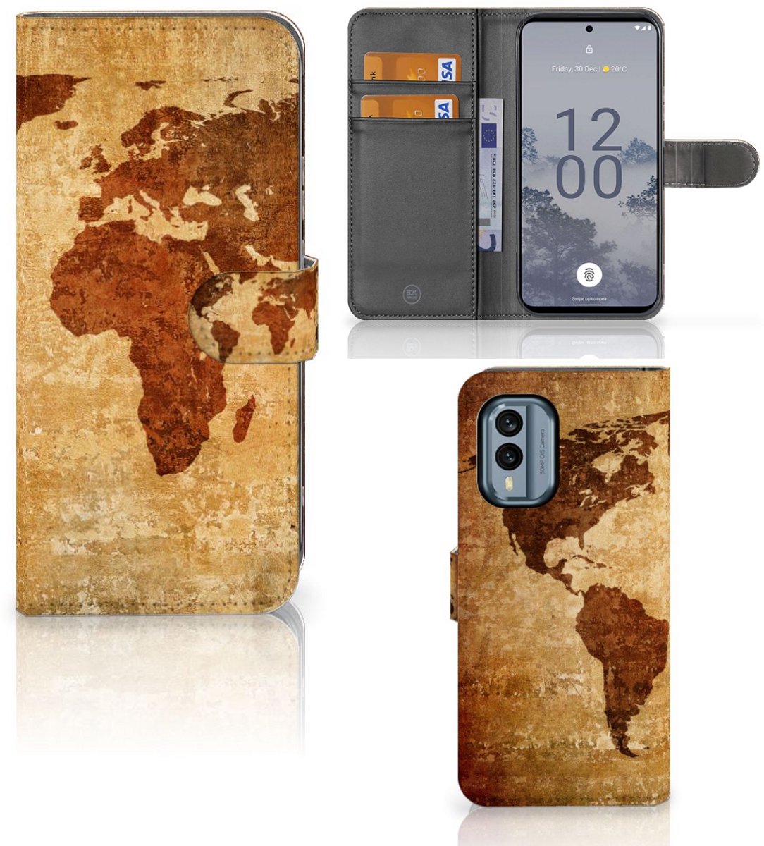 Nokia X30 Flip Cover Wereldkaart