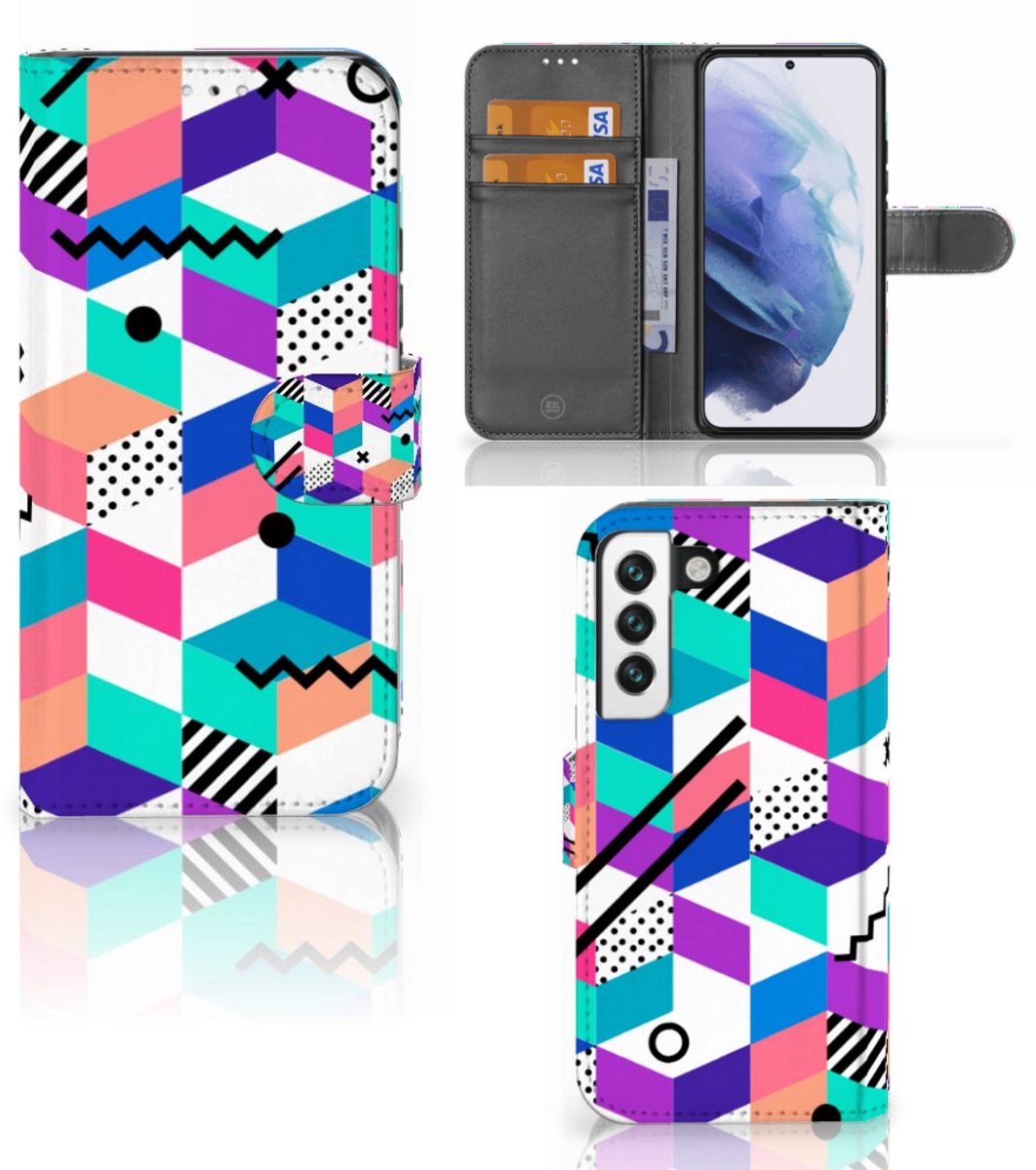 Samsung Galaxy S22 Book Case Blokken Kleurrijk