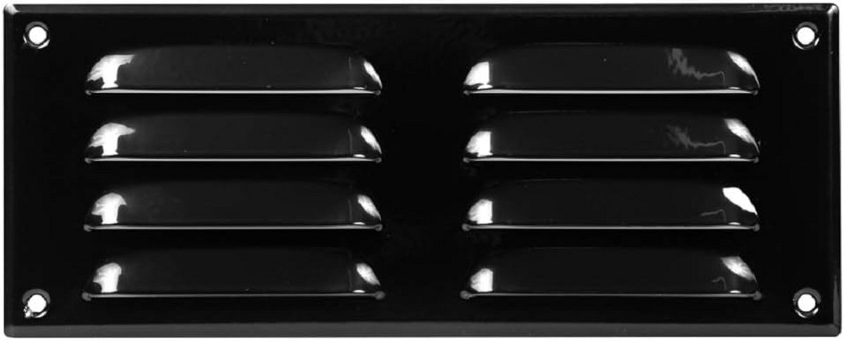 Ventilatierooster 260x105mm met Insectenhor - Metalen Toevoer- en Afvoerrooster - Zwart Staal