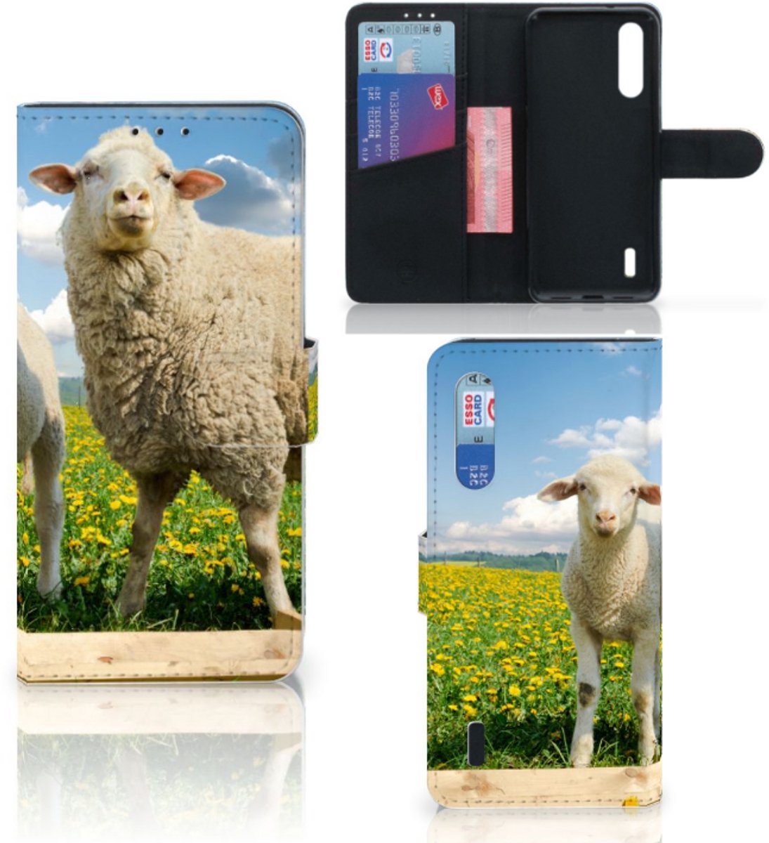 Xiaomi Mi 9 Lite Telefoonhoesje met Pasjes Schaap en Lammetje