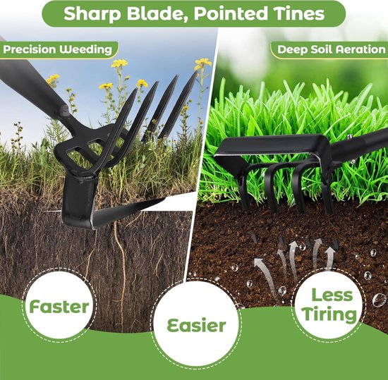 2-in-1 Stijgbeugelschoffel en Cultivator voor Effectief Onkruid Wieden en Grondbewerking — afbeelding 2