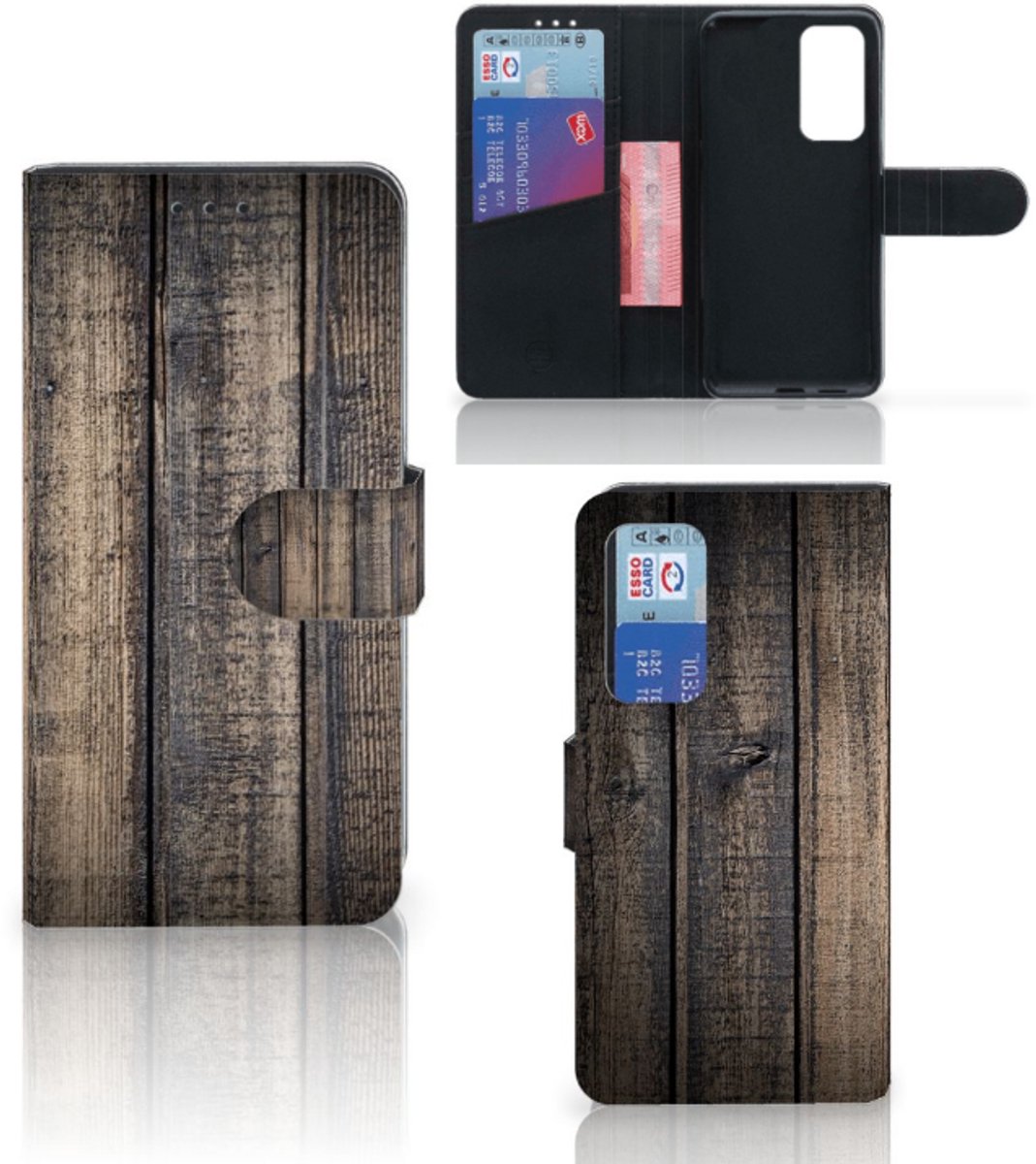 Book Case voor Huawei P40 Book Style Case Steigerhout